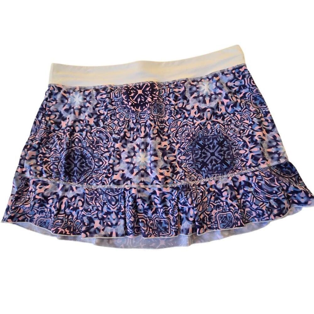 Sofibella Womens Blue Pink Print Athletic Performance Tennis Pickleball Skort 1X